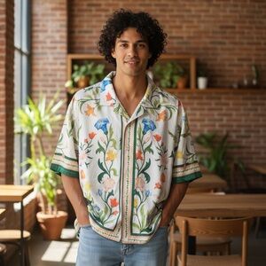 Fashion Nova Men’s Tropical‎ Button Down Shirt NWT